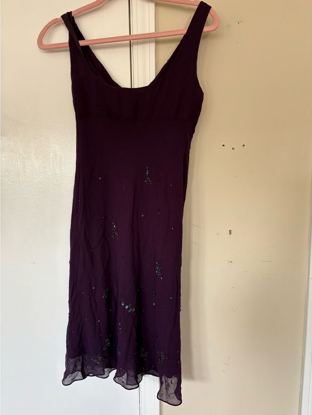 NEW Jones New York Purple Silk Beaded Sequin Dress